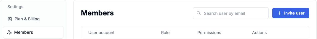 AgenticFlow Members settings view with labeled search field