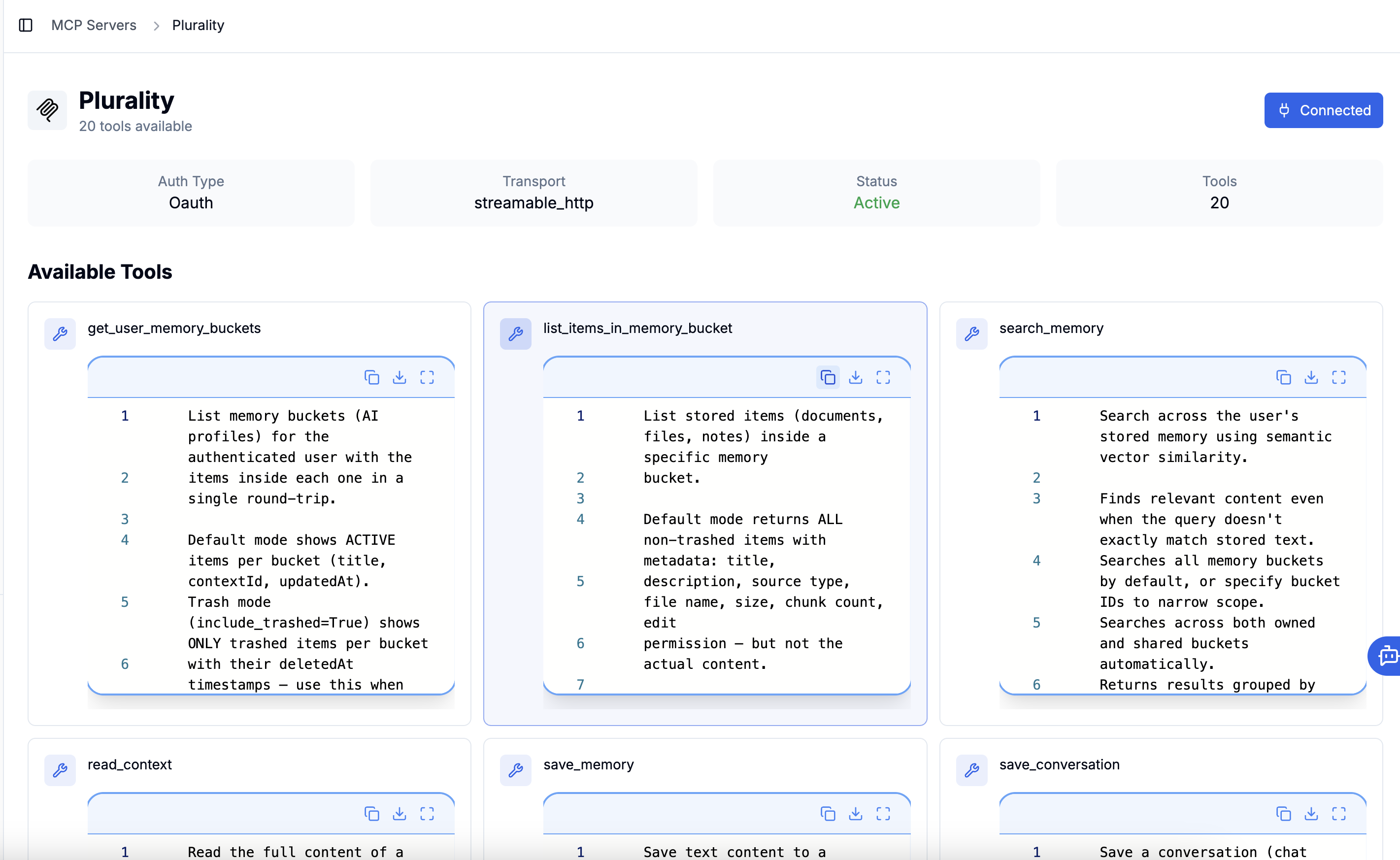 Custom MCP server connected and active with its tools discovered