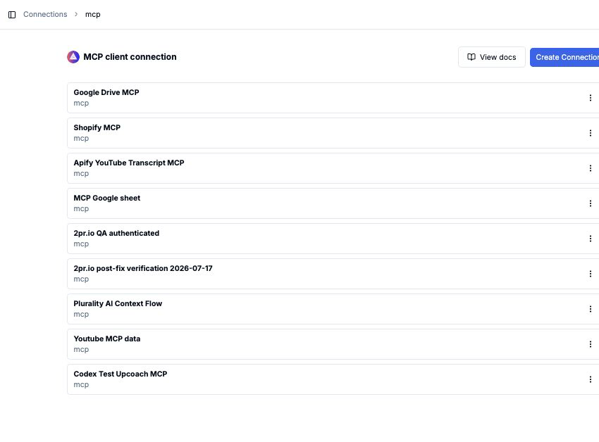 AgenticFlow MCP client connection list